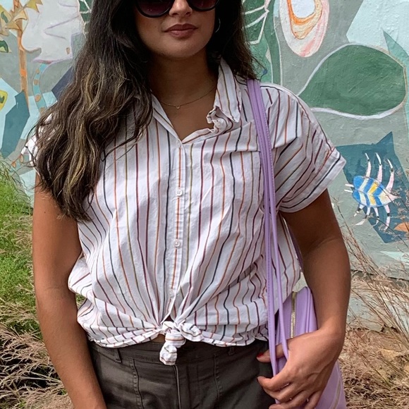 MADEWELL Central shirt in Sadie Stripe. - Picture 4 of 8